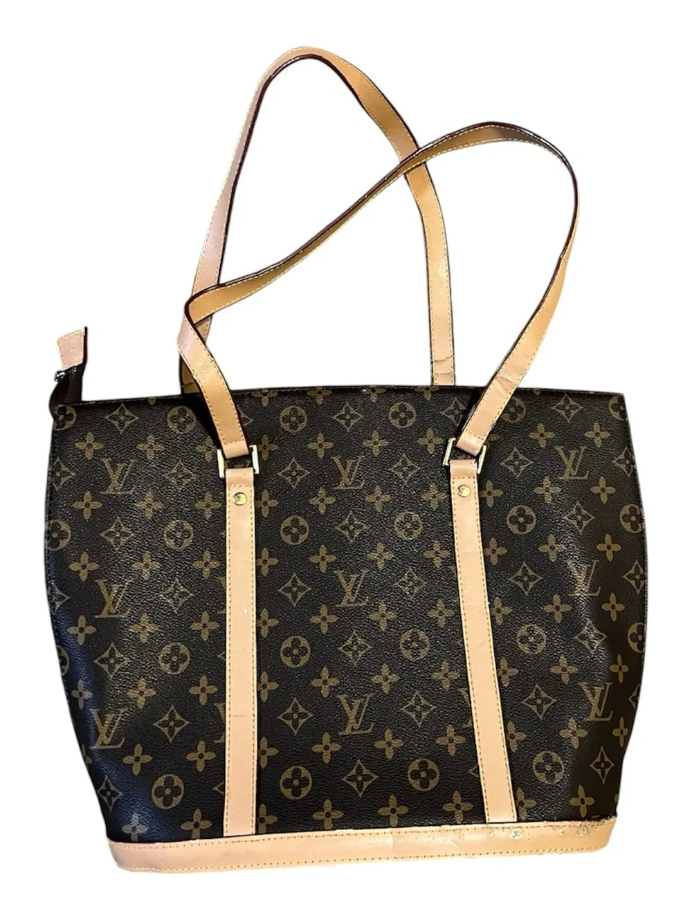 Brown Inspired Monogram Tote in Brown with Tan Trim